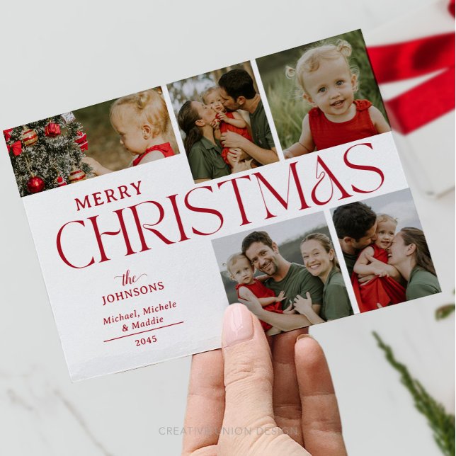 Five Photo Collage Family Merry Christmas Holiday (Creator Uploaded)