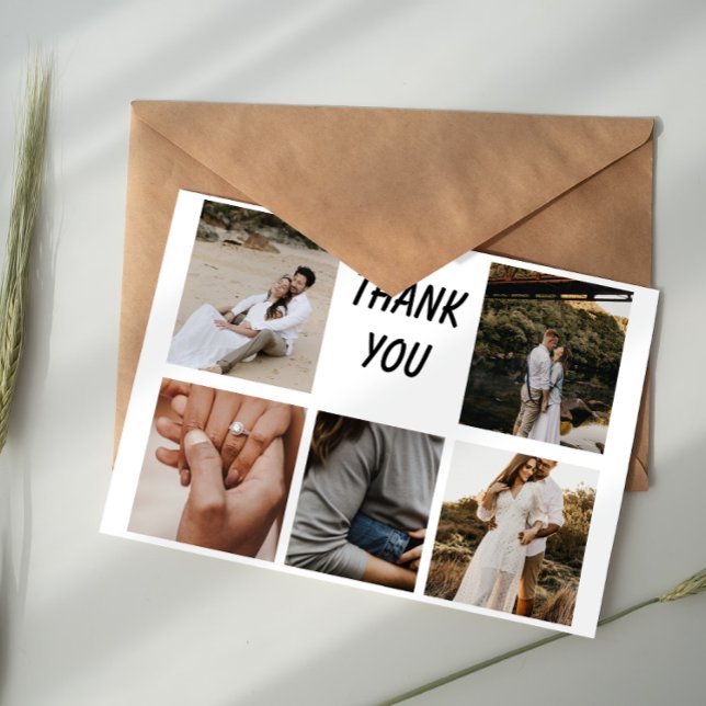 Five Photo Collage Wedding Thank You Card (Creator Uploaded)