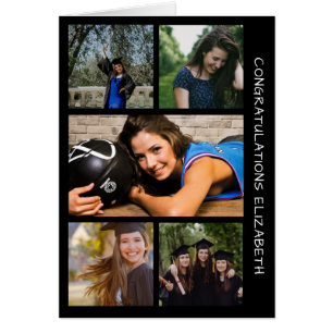 Five Photo Graduation Collage Birthday Card