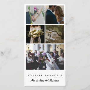 Five Photo Married Couple Forever Thankful Thank You Card