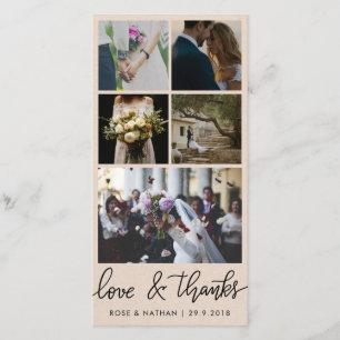 Five Photo Married Couple Love And Thanks Script Thank You Card