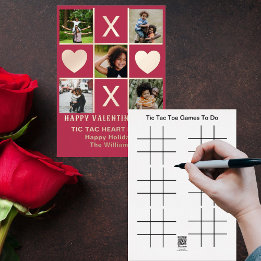 Five Photo Tic Tac Toe Heart Magenta Valentine