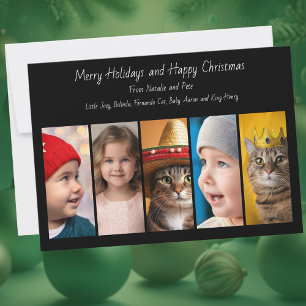 Five Photos Collage Happy Christmas Holiday Card