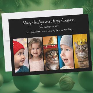 Five Photos Collage Happy Christmas Holiday Card