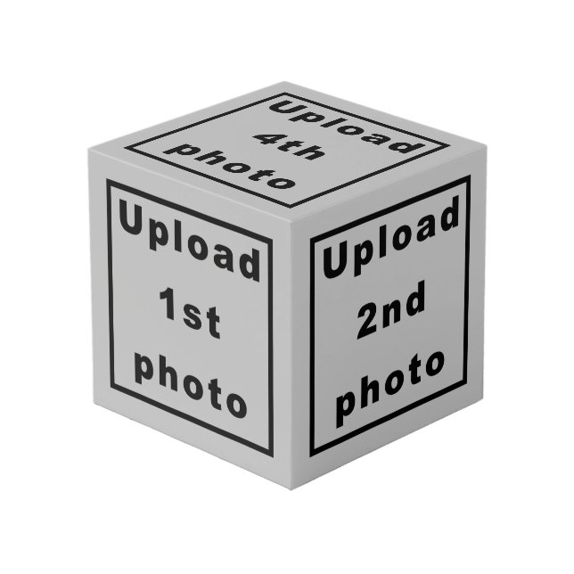 Five Photos on Grey Photo Cube (Front Angled)