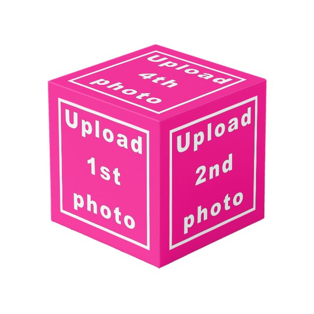 Five Photos on Pink Photo Cube (Front Angled)