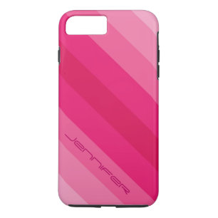 Five Pink Diagonal Stripe With Name Custom Tough Case-Mate iPhone Case