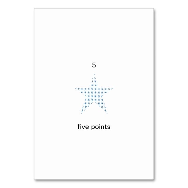 Five points, on custom number flashcards table number (Back)