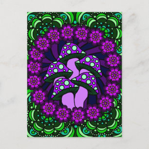 Five Purple Mushrooms Postcard