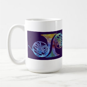 Five Rainblow French Horns on Plum Coffee Mug