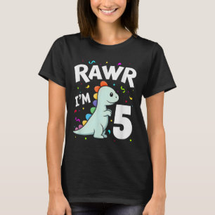 Five Rawr Im 5 Years Old T-rex Dinosaur 5th Birthd T-Shirt
