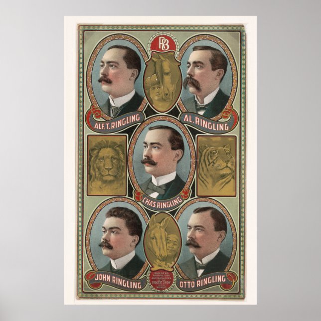 Five Ringling Brother's Bust Portraits Poster (Front)