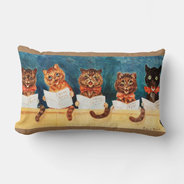 Five Singing Cats, Louis Wain Lumbar Cushion (Front)