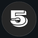 Five Small Round Black Number Stickers by Janz<br><div class="desc">Custom Number Designs by Janz © 2008-2017 Jan Fitzgerald. All rights reserved. Graphic Design, Artwork, & Photography by Jan & Michael Fitzgerald.</div>