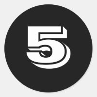 Five Small Round Black Number Stickers by Janz