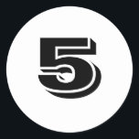 Five Small Round White Number Stickers by Janz<br><div class="desc">Custom Number Designs by Janz © 2008-2017 Jan Fitzgerald. All rights reserved. Graphic Design,  Artwork,  & Photography by Jan & Michael Fitzgerald.</div>
