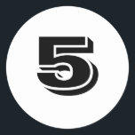 Five Small Round White Number Stickers by Janz<br><div class="desc">Custom Number Designs by Janz © 2008-2017 Jan Fitzgerald. All rights reserved. Graphic Design,  Artwork,  & Photography by Jan & Michael Fitzgerald.</div>