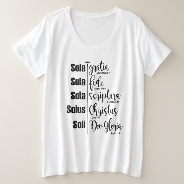 Five Solas Plus-Sized White Tee (Design Front)