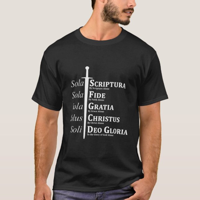 Five Solas Reformed Christian T-Shirt (Front)