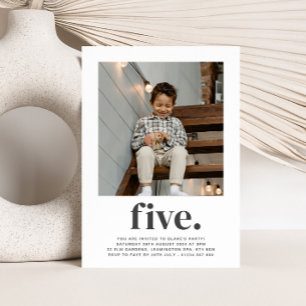 Five - Square Photo Birthday Invitation