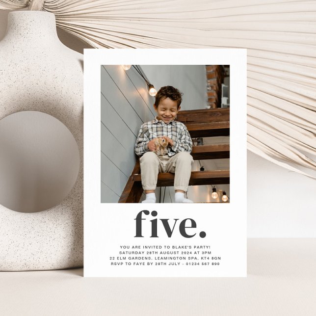 Five - Square Photo Birthday Invitation (Creator Uploaded)