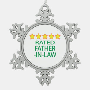 Five Star Father-In-Law Snowflake Pewter Christmas Ornament