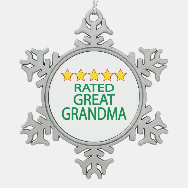 Five Star Great Grandma Snowflake Pewter Christmas Ornament (Front)