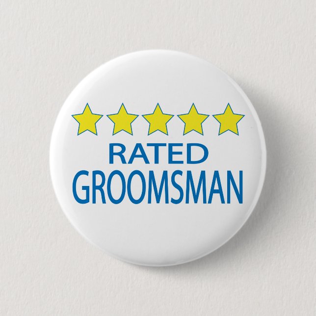 Five Star Groomsman 6 Cm Round Badge (Front)