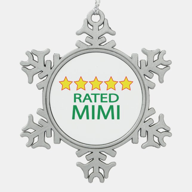 Five Star Mimi Snowflake Pewter Christmas Ornament (Front)