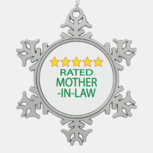 Five Star Mother-In-Law Snowflake Pewter Christmas Ornament