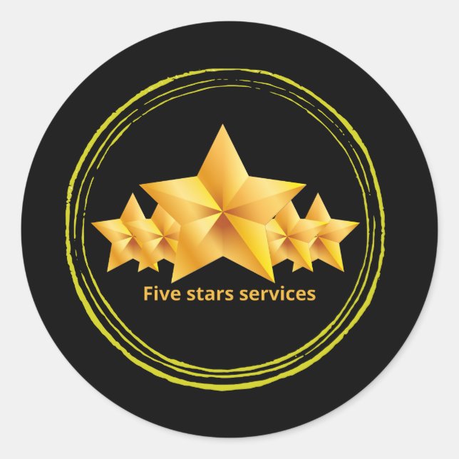 Five star service ,small business best classic round sticker (Front)