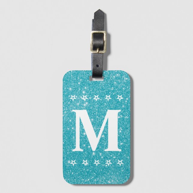 Five Star Sparkles Monogrammed Travel Luggage Tag (Front Vertical)