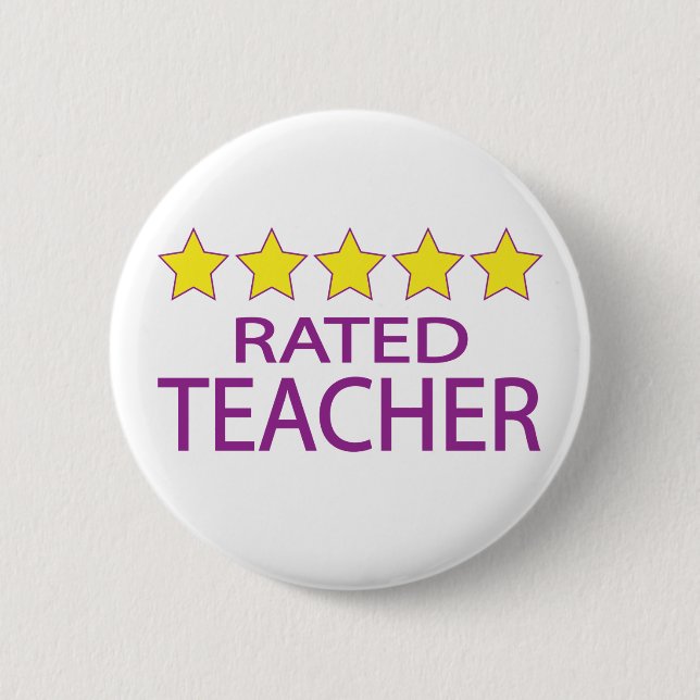 Five Star Teacher 6 Cm Round Badge (Front)