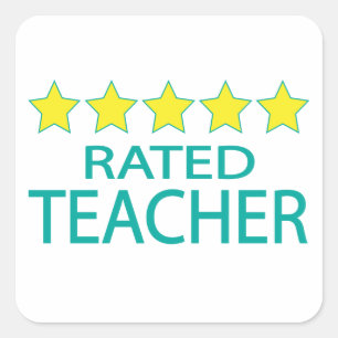Five Star Teacher Square Sticker