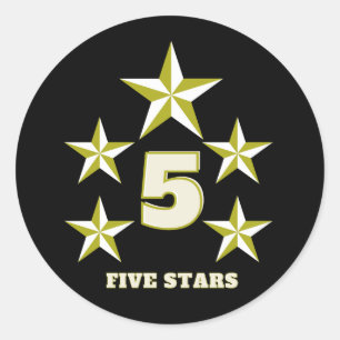 five stars classic round sticker