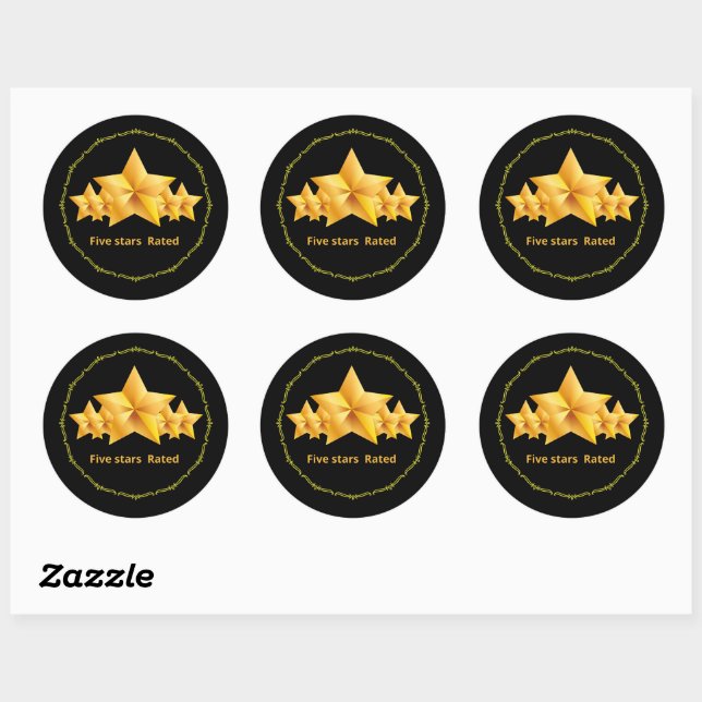 five stars rated simple classic round sticker (Sheet)