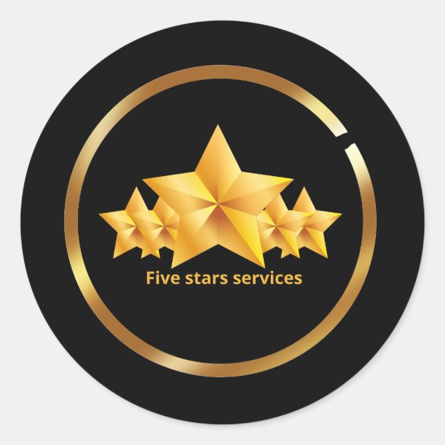 Five stars services  classic round sticker (Front)