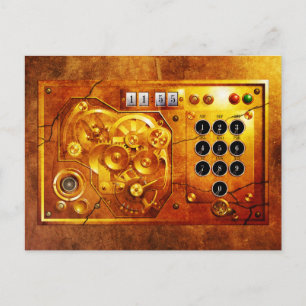 Five to of 12 Steampunk clock Grunge Postcard