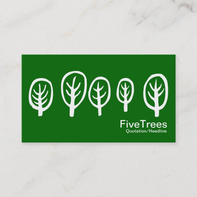 Five Trees - White on Grass Green Business Card (Front)