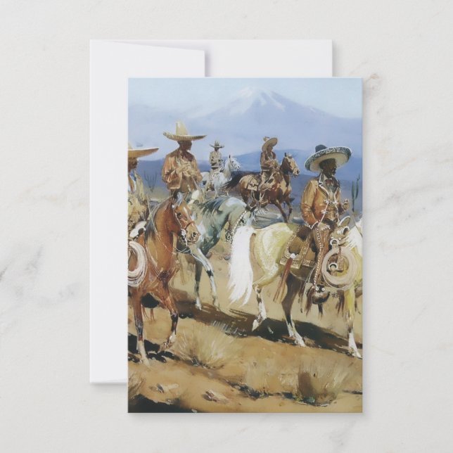 Five Vaqueros on Horseback by Edward Borein Thank You Card (Front)