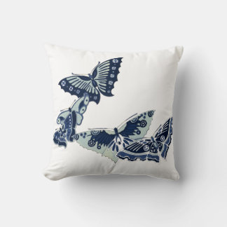 Five Vintage Blue Butterflies Cushion