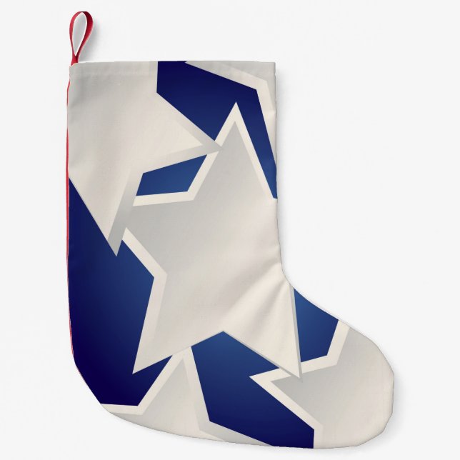 Five white stars small christmas stocking (Front)