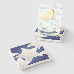 Five white stars stone coaster