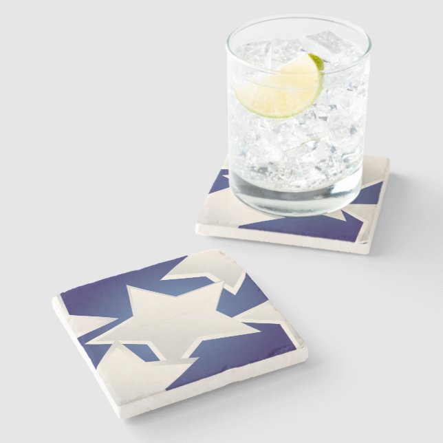 Five white stars stone coaster (Side)