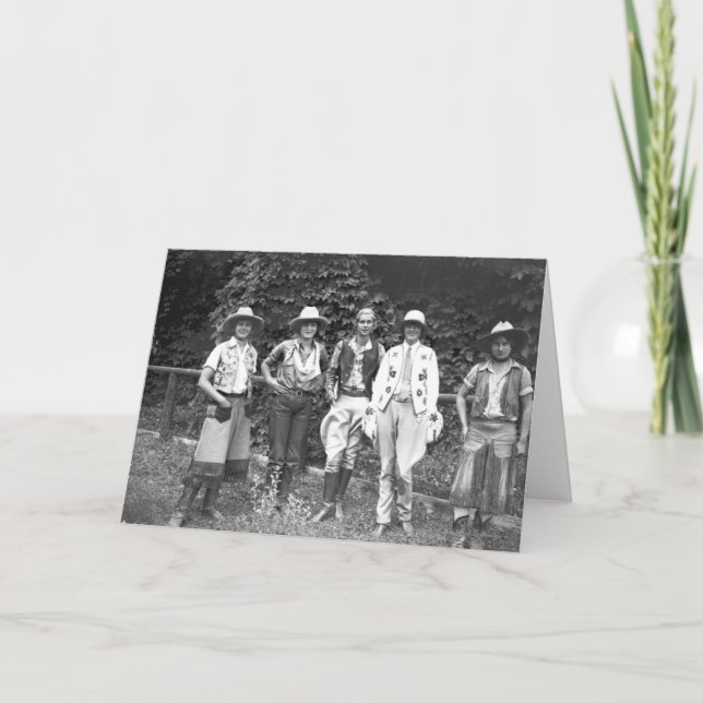 Five women at the dude ranch card (Front)