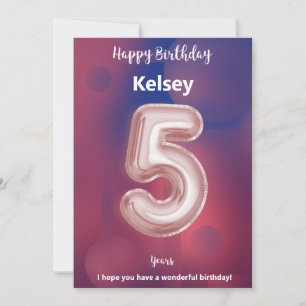 Five year old Happy Birthday card
