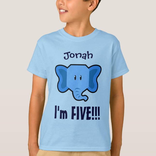 Five Years 5th Birthday Cute Elephant Face V130N T-Shirt (Front)