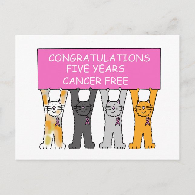 Five Years Cancer Free Congratulations Postcard (Front)