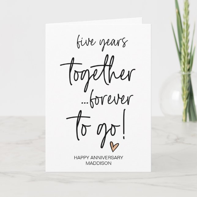 Five Years Together Wedding Anniversary Husband Card (Front)