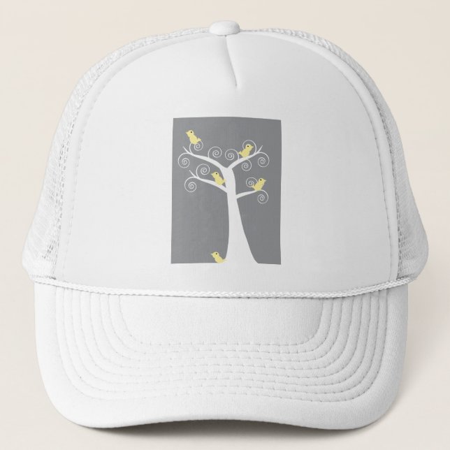 Five Yellow Birds in a Tree Hat (Front)